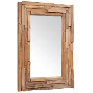 Berkfield Decorative Mirror Teak 90x60 cm Rectangular