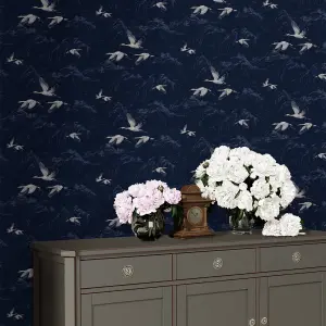 Laura Ashley Animalia Midnight Animal Smooth Wallpaper