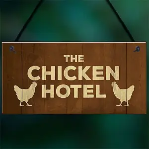 Chicken Signs And Plaque THE CHICKEN HOTEL Garden Sign Hanging Shed Sign Funny Home Decor Sign