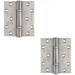 2 PACK - PAIR Grade 13 Heavy Duty Thrust Bearing Hinge - 100 x 89mm Satin Stainless Steel