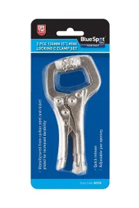 Blue Spot Tools - 2 Pce 100mm (4") Mini Locking C Clamp Set