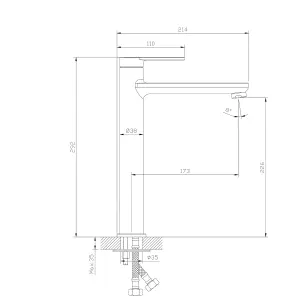 GoodHome Akita Tall Satin Brass effect Round Basin Mixer Tap