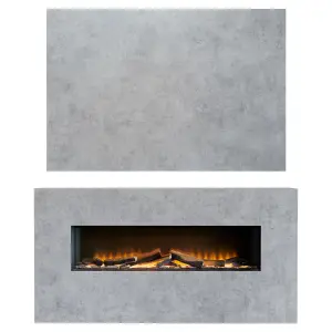 Acantha Bloc Pre-Built Fully Inset Media Wall Suite & TV Board in Concrete Effect