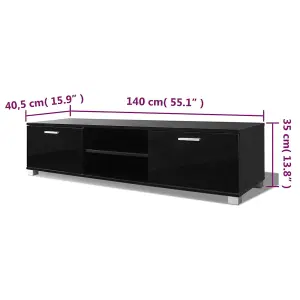 Berkfield TV Cabinet High-Gloss Black 140x40.3x34.7 cm