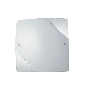 Luminosa PARIS 3 Light Patterned Glass Flush Ceiling Light Silver 40x40cm