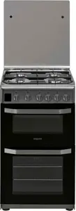 Hotpoint HD5G00CCX 50cm Double Cavity Gas Cooker With Lid - Stainless Steel