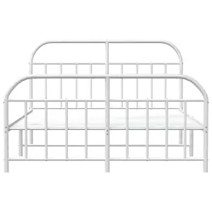 Berkfield Metal Bed Frame with Headboard and Footboard White 183x213 cm