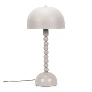 ValueLights Lowe Grey Pebble Abstract Bedside Table Lamp with a Dome Lampshade