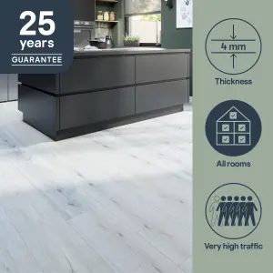 GoodHome Italo White Bleached Oak effect Textured Click vinyl Planks, 2.36m²