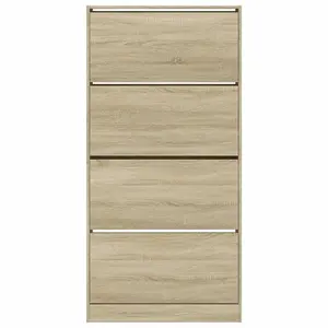 Shoe Cabinet with 4 Flip-Drawers Sonoma Oak 80x21x163.5 cm