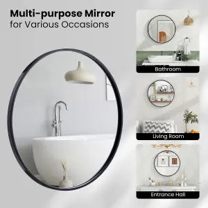 Costway 60 cm Bathroom Round Entryway Mirror Wall Mounted Mirror Home Decoration