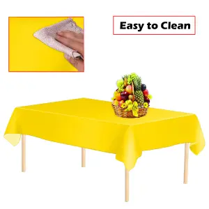 Yellow Plastic Table Cover, Disposable Wipe Clean Waterproof Tablecloth - 54"x108"