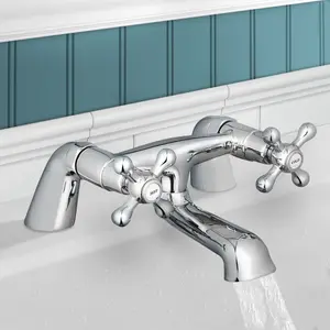 Sterling Traditional Bath Filler Mixer & Basin Tap Pack Hot & Cold Pair Inc. Bath Waste - Chrome