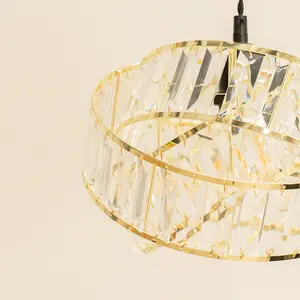 ValueLights Hudson Acrylic Jewel Gold Intertwined Twisted Easy Fit Lamp Shade with LED Bulb