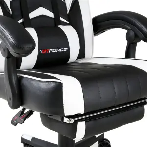 GTForce Turbo Reclining Sports Racing Gaming Office Desk Pc Car Faux Leather Chair (White)