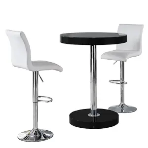 Furniture In Fashion Havana Bar Table In Black With 2 Ripple White Bar Stools