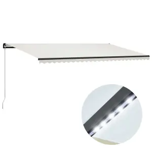 Berkfield Manual Retractable Awning with LED 600x300 cm Cream