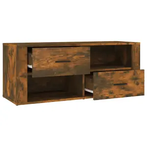 Berkfield TV Cabinet Smoked Oak 100x35x40 cm Engineered Wood