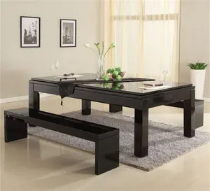 Phoenix Pool Dining Table - Solid Wood - Piano Black