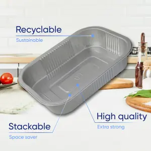 20 Pk Coppice Strong Aluminium Foil Containers for Air Fryer, BBQ & Food Storage 20cm x 13cm x 4cm. Freezer, Microwave & Oven Safe