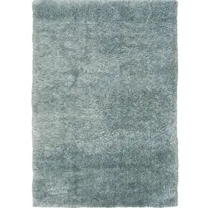 Lagom Collection Solid Design Shaggy Rug in Duck egg blue