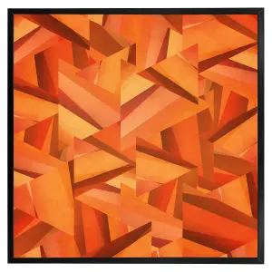 Autumn coloured geometric triangle patterns (Picutre Frame) / 20x20" / Grey