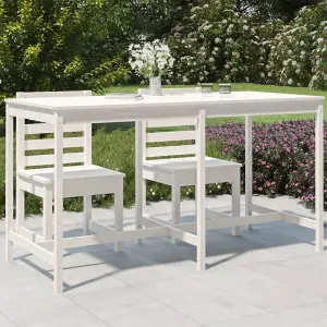 Berkfield Garden Table White 203.5x90x110 cm Solid Wood Pine