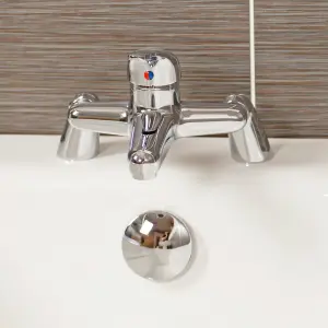 Lago Polished Chrome Round Deck-mounted Bath Filler Tap