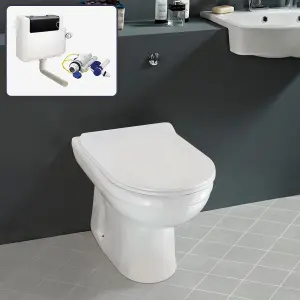 Nes Home Ingersly Back To Wall Modern Toilet Pan & Soft Close Seat + Concealed Cistern