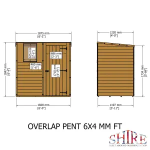 Shire Overlap Pent 6x4 Single Door Shed with Window