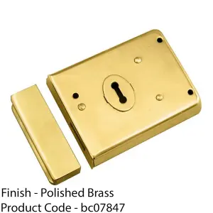 Traditional Contract Rim Deadlock 140 x 76mm Polished Brass Door Latch