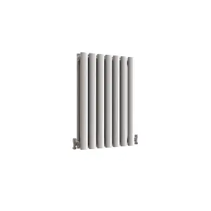 Horizontal White Double Oval Panel Radiator (H)600mm x (W)413mm, 2736 BTU.