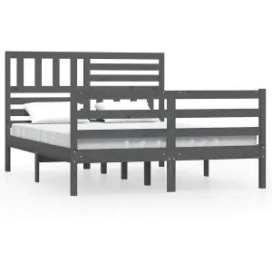 Berkfield Bed Frame Grey Solid Wood 135x190 cm 4FT6 Double