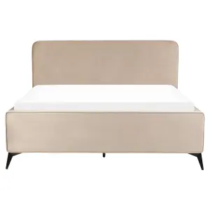 Velvet EU King Size Bed Taupe VALOGNES