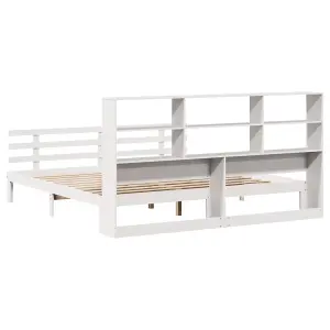 Berkfield Bookcase Bed without Mattress White 200x200cm Solid Wood Pine