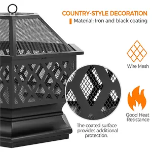 Yaheetech Hex-Shaped Fire Pit with Spark Screen and Poker