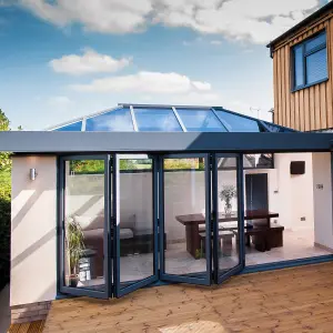 Atlas Grey on White Regular Roof lantern with Self Clean Solar Clear glass, (L)4m (W)2m (H)570mm