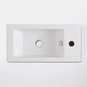 GoodHome Rioni Gloss White Rectangular Wall-mounted Cloakroom Basin (W)50cm