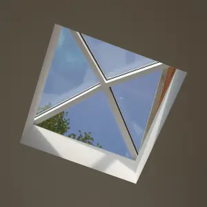 Atlas White Square Roof lantern with Self Clean Solar Blue glass, (L)1.25m (W)1.25m (H)300mm