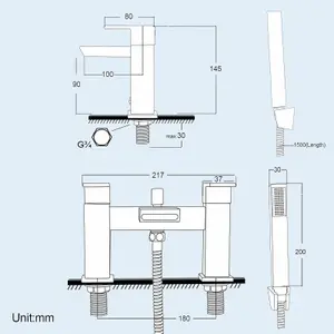 Nes Home Gemini Waterfall Bathroom Tap Bath Shower Mixer Chrome Modern Design Solid Brass