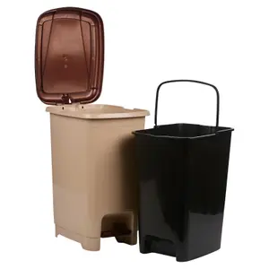 URBNLIVING Height 41cm Cappuccino 15L Slim Foot Pedal Rubbish Bin Trash Garbage Can Waste Basket With Insert & Lid