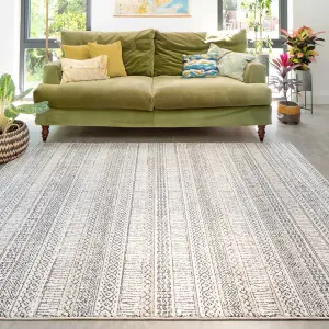 Grey Cream Moroccan Berber Aztec Tribal Living Area Rug 60x110cm