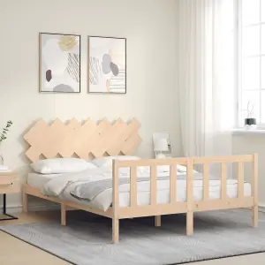 Berkfield Bed Frame with Headboard King Size Solid Wood