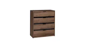 Vintage-Inspired Denver 03 Chest of Drawers - Oak Monastery & Black Gloss - W810mm x H900mm x D400mm