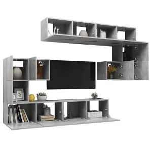 Berkfield 8 Piece TV Cabinet Set Concrete Grey Engineered Wood