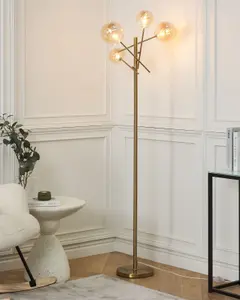 Beliani Retro Metal Floor Lamp Gold TAMESI