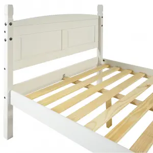 Corona White 4ft6 Double Low End Bed Frame Solid Pine with Mexican Styling