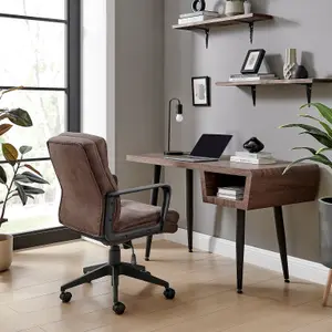 Furniturebox UK Rosco Brown Faux Leather Office Chair