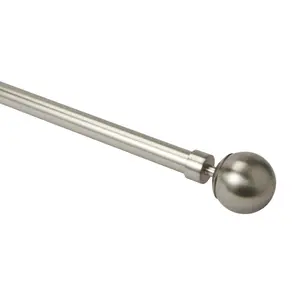 GoodHome Athens Satin Grey Nickel effect Extendable Ball Single curtain pole set Set, (L)2000mm-3300mm (Dia)19mm