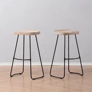 Gallitzin Solid Wood Kitchen Counter Bar Stool (Set of 2) Black / Bar Stool (76.25cm Seat Height)